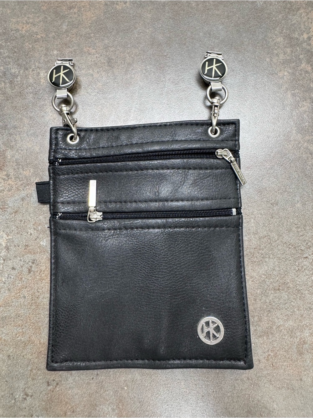 Black Leather Waist Clip with Signature Logo